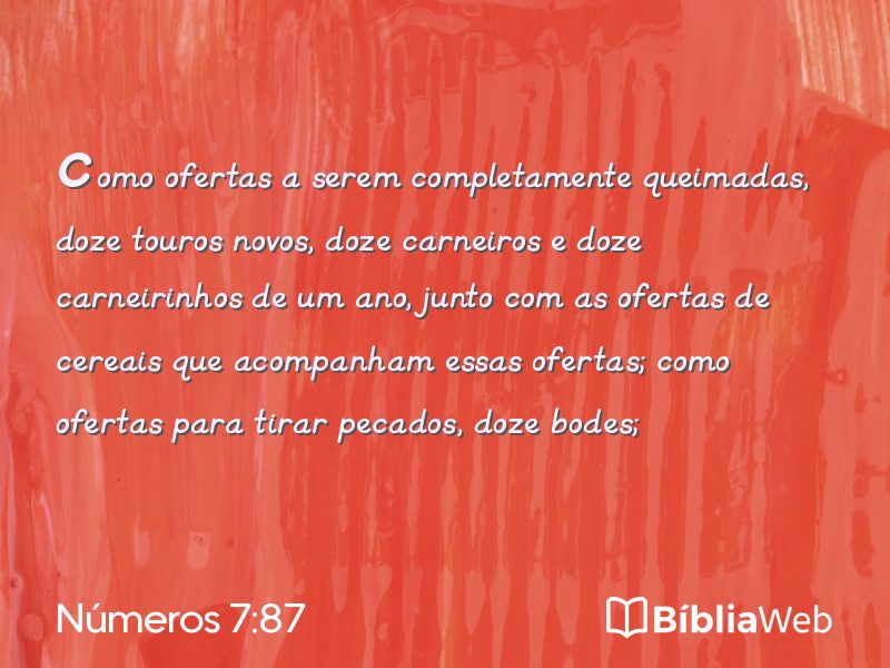 Números 7:87 em imagem para compartilhar