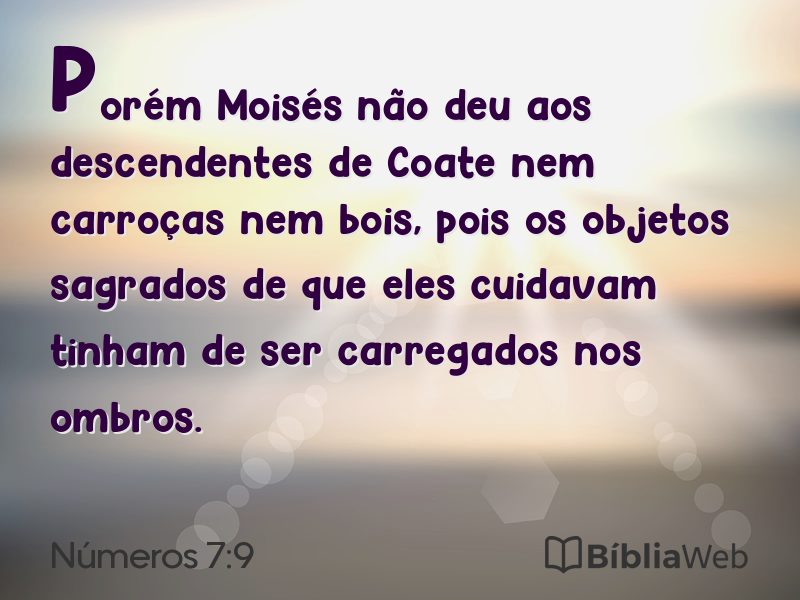 Números 7:9 em imagem para compartilhar