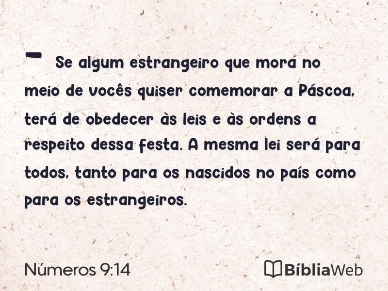 Números 9:14 em imagem para compartilhar