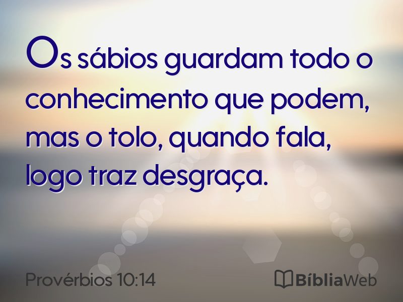 Provérbios 10:14 em imagem para compartilhar