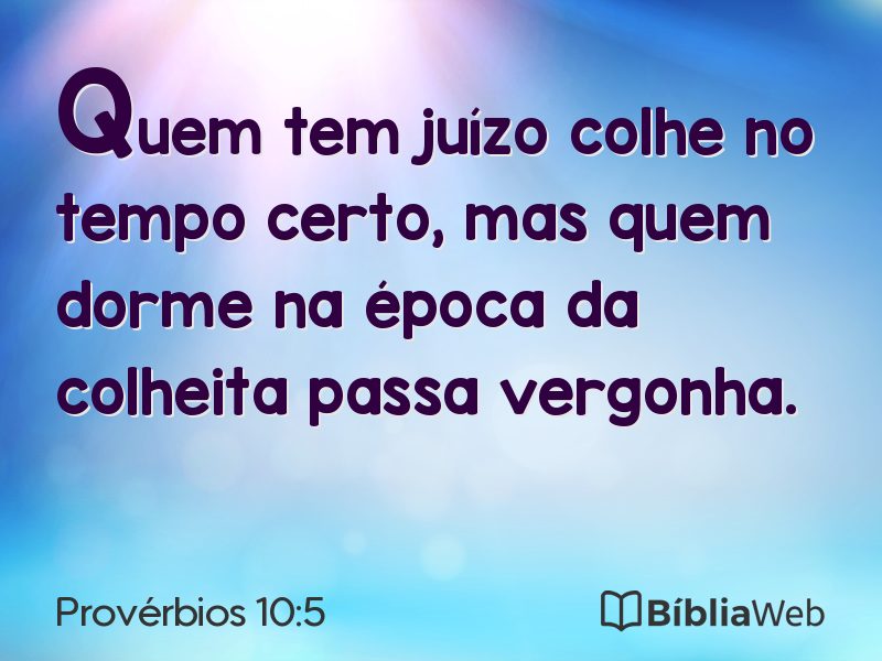 Provérbios 10:5 em imagem para compartilhar