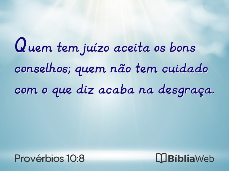 Provérbios 10:8 em imagem para compartilhar