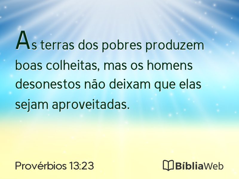 Provérbios 13:23 em imagem para compartilhar