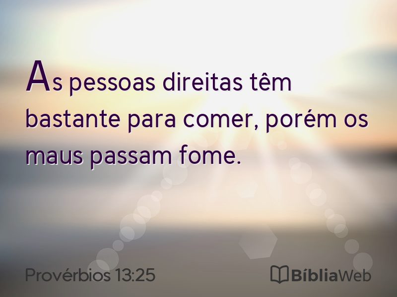Provérbios 13:25 em imagem para compartilhar