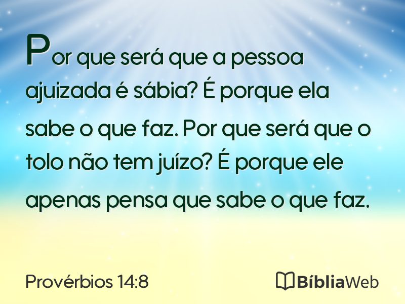 Provérbios 14:8 em imagem para compartilhar
