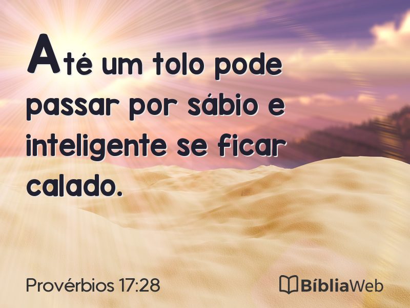 Provérbios 17:28 em imagem para compartilhar