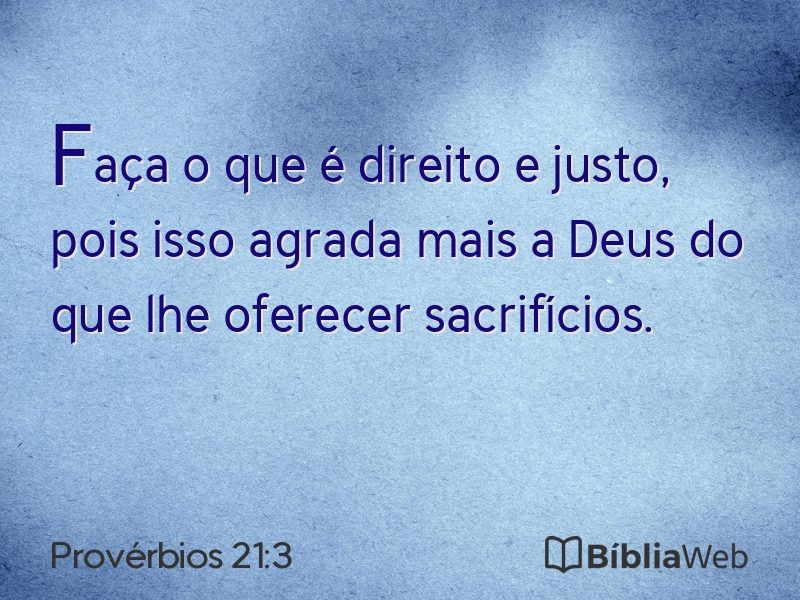 Provérbios 21:3 em imagem para compartilhar