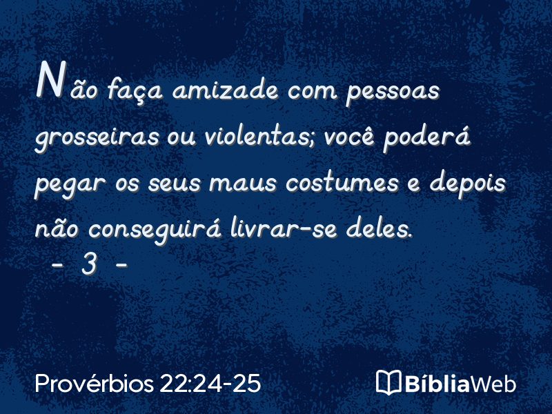 Provérbios 22:24-25 em imagem para compartilhar
