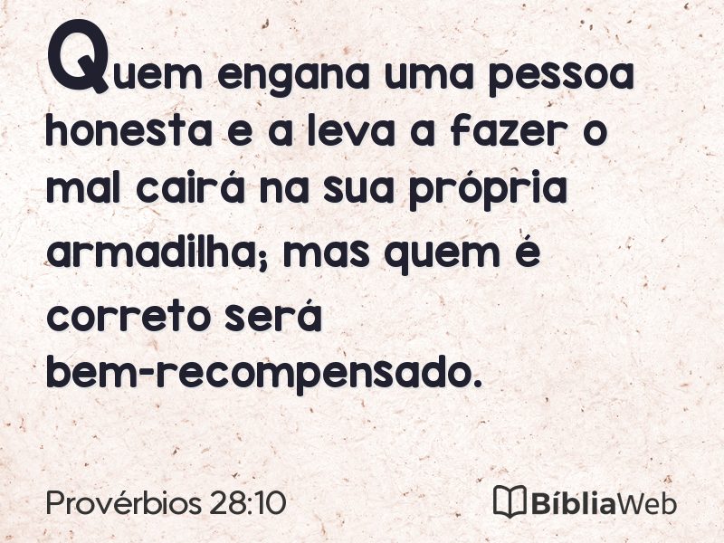 Provérbios 28:10 em imagem para compartilhar