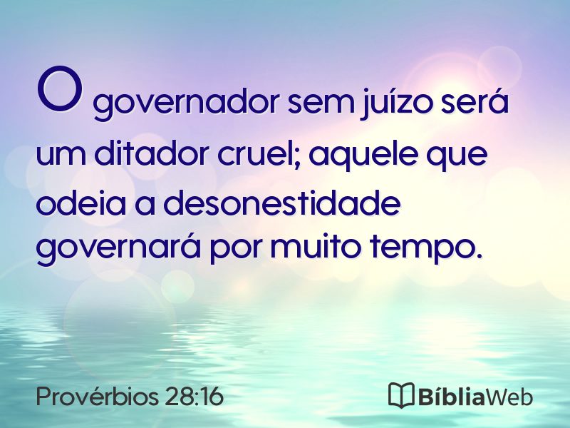 Provérbios 28:16 em imagem para compartilhar