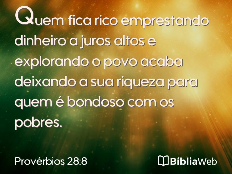 Provérbios 28:8 em imagem para compartilhar