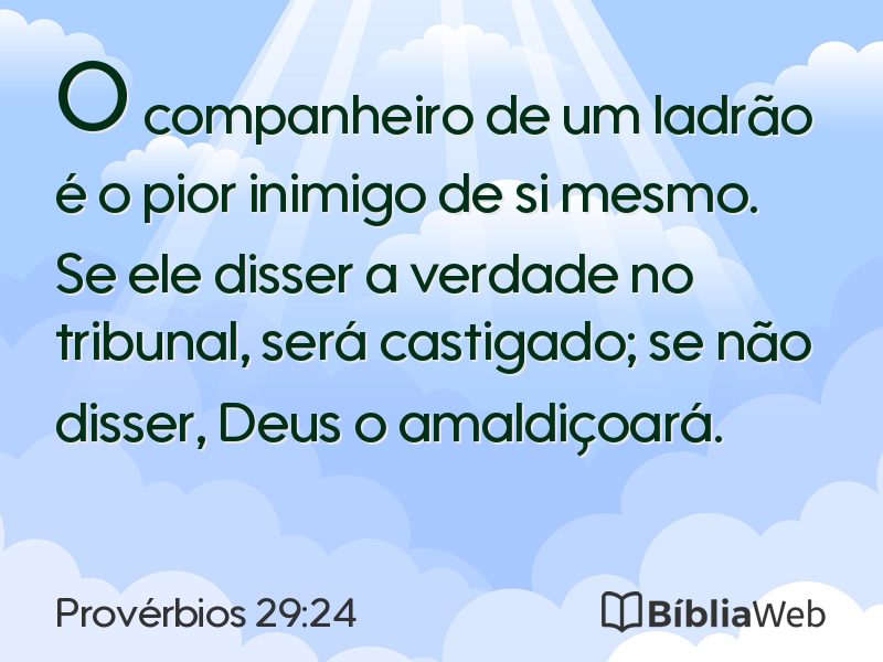 Provérbios 29:24 em imagem para compartilhar