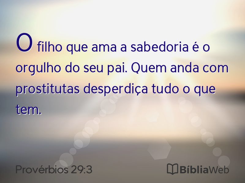 Provérbios 29:3 em imagem para compartilhar