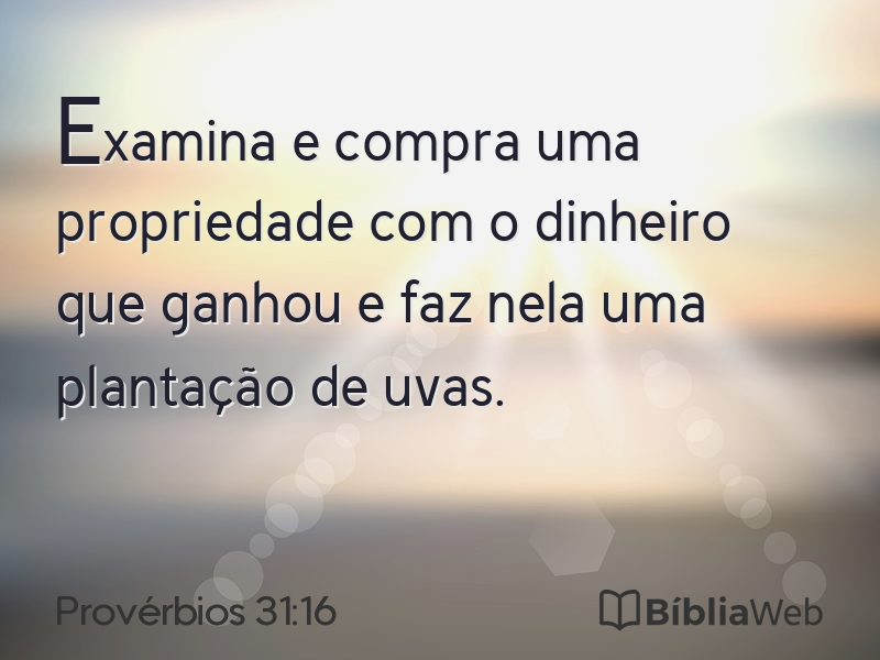 Provérbios 31:16 em imagem para compartilhar