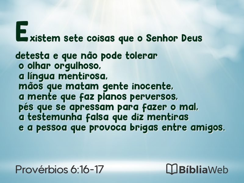 Provérbios 6:16-17 em imagem para compartilhar