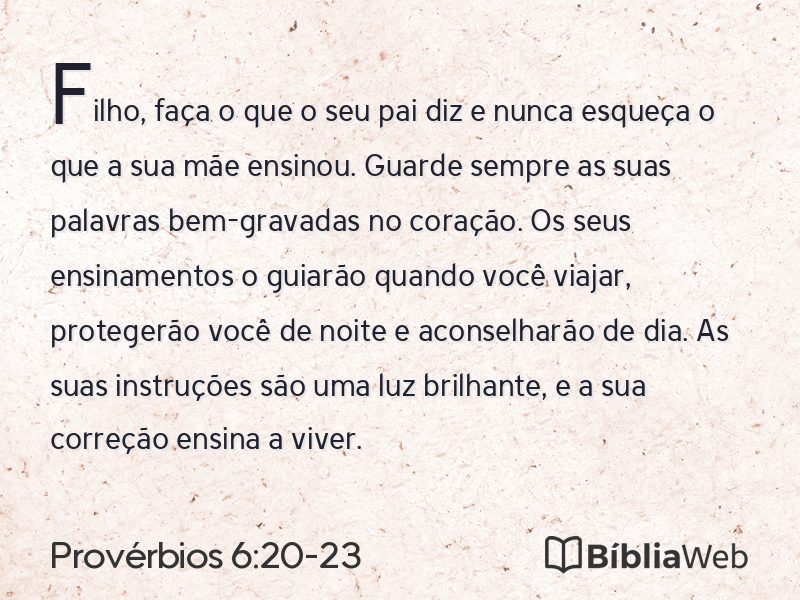Provérbios 6:20-23 em imagem para compartilhar