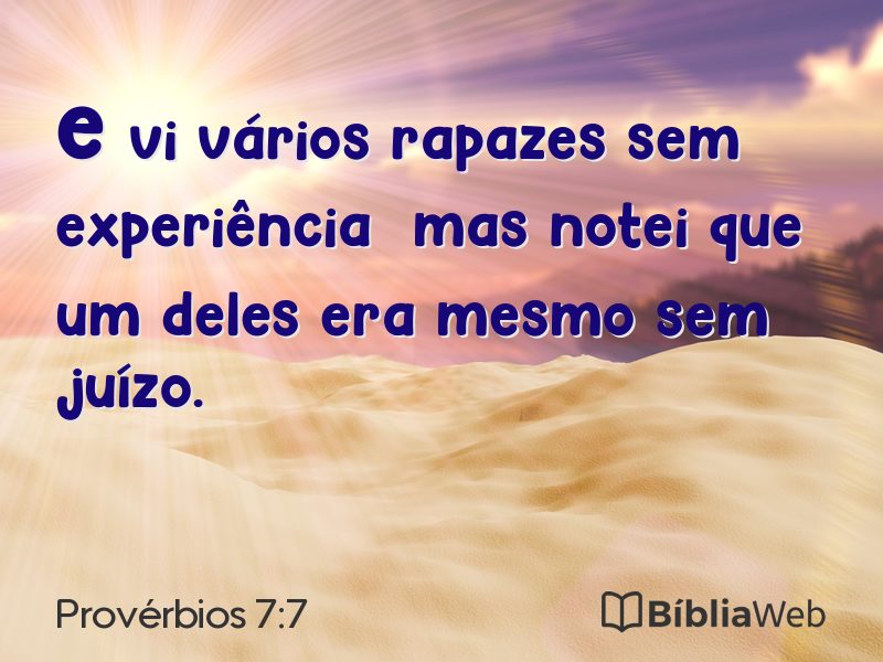 Provérbios 7:7 em imagem para compartilhar