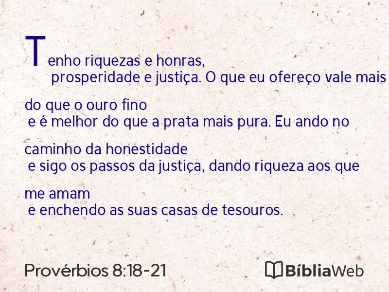 Provérbios 8:18-21 em imagem para compartilhar