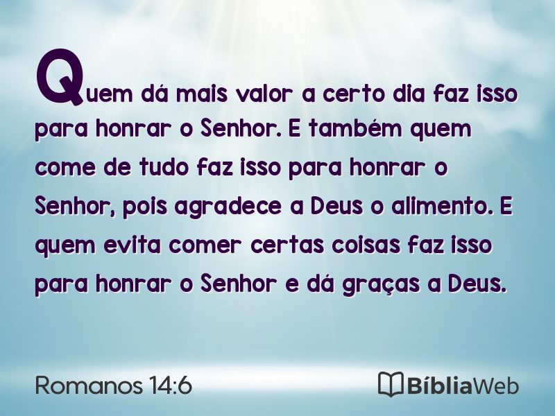 Romanos 14:6 em imagem para compartilhar
