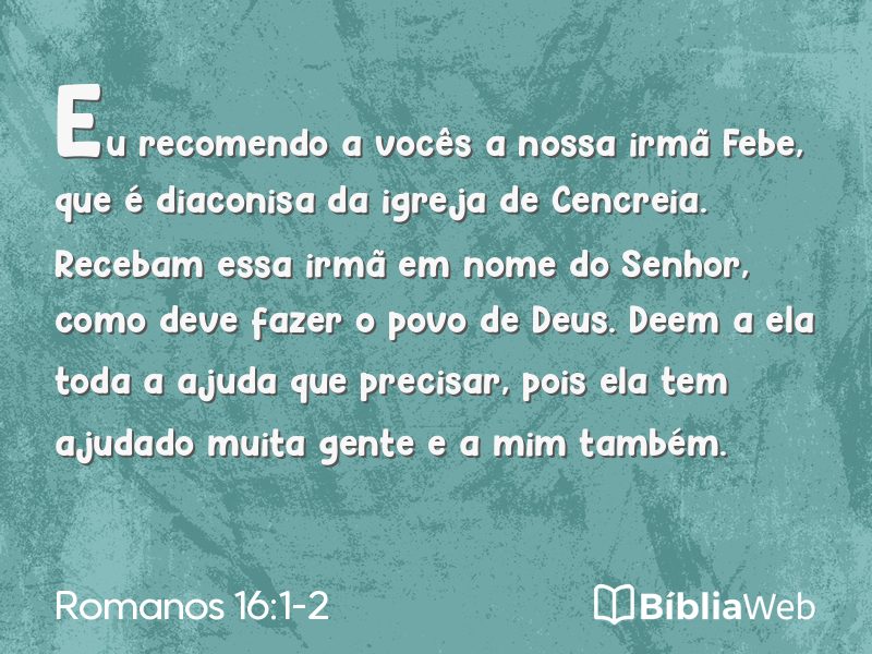 Romanos 16:1-2 em imagem para compartilhar