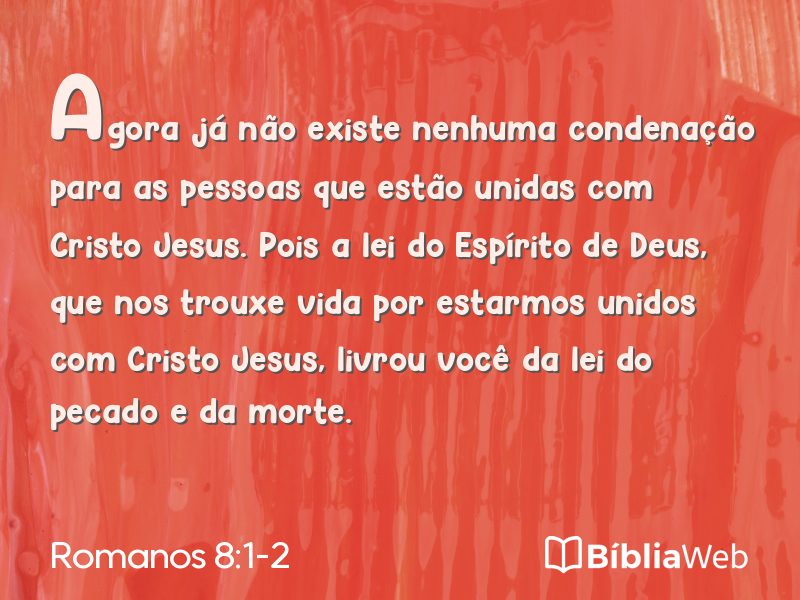 Romanos 8:1-2 em imagem para compartilhar