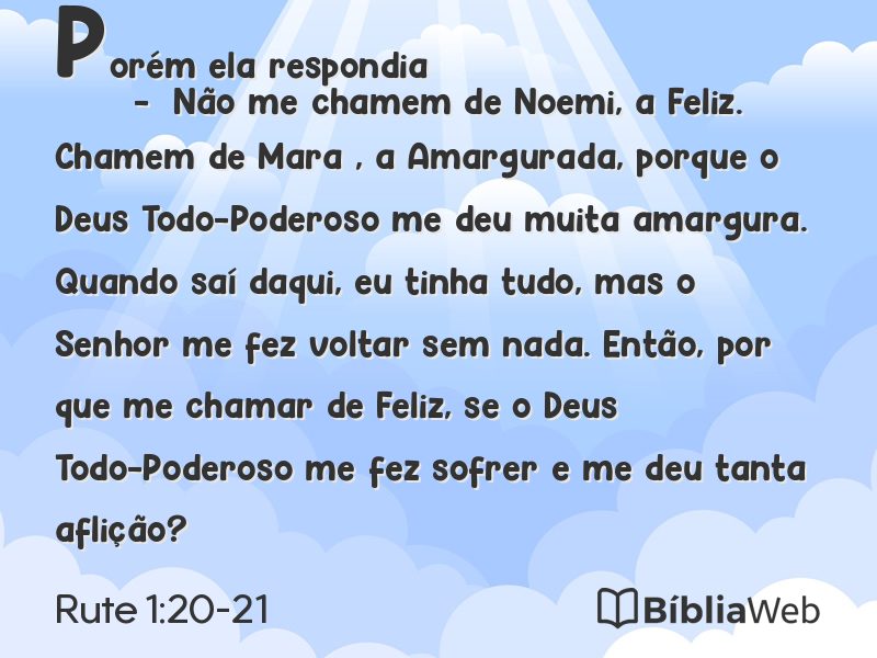 Rute 1:20-21 em imagem para compartilhar