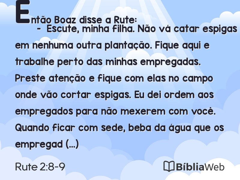 Rute 2:8-9 em imagem para compartilhar