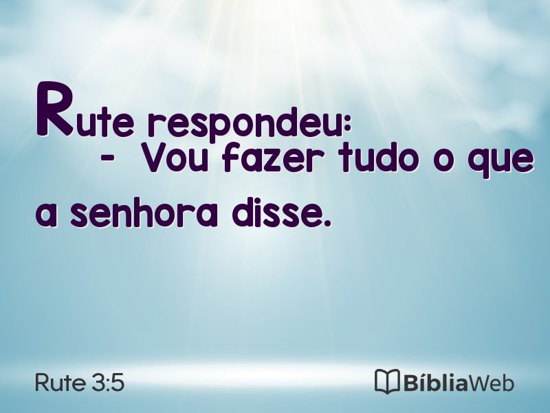 Rute 3:5 em imagem para compartilhar