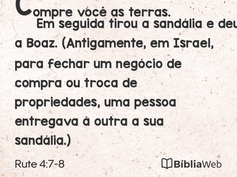Rute 4:7-8 em imagem para compartilhar