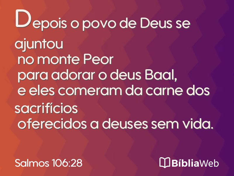 Salmos 106:28 em imagem para compartilhar