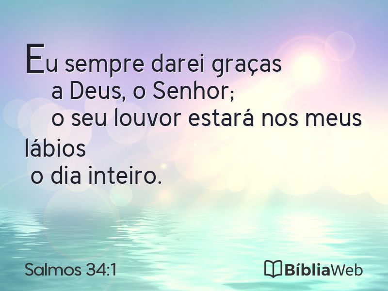 Salmos 34:1 em imagem para compartilhar