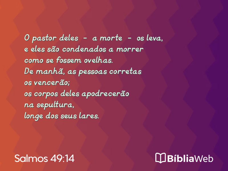 Salmos 49:14 em imagem para compartilhar