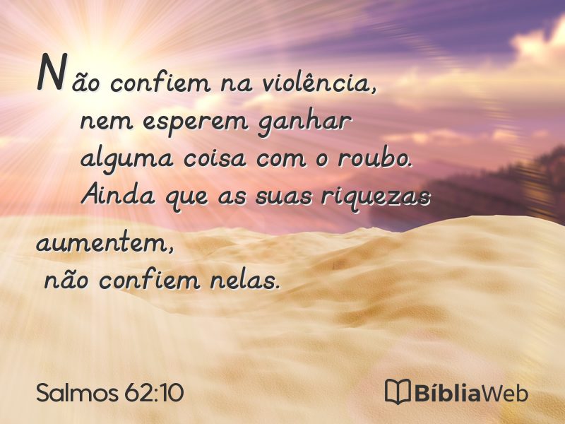 Salmos 62:10 em imagem para compartilhar