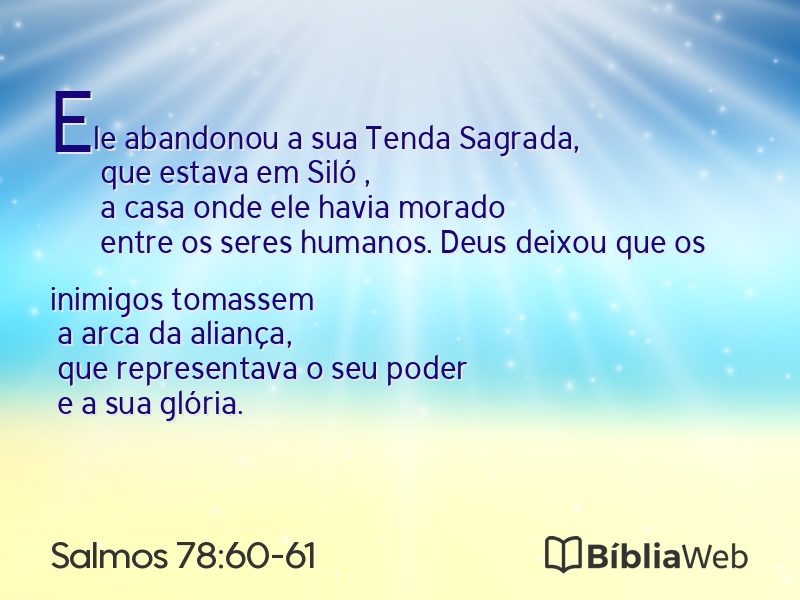 Salmos 78:60-61 em imagem para compartilhar