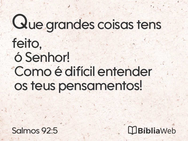 Salmos 92:5 em imagem para compartilhar