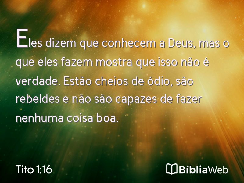 Tito 1:16 em imagem para compartilhar