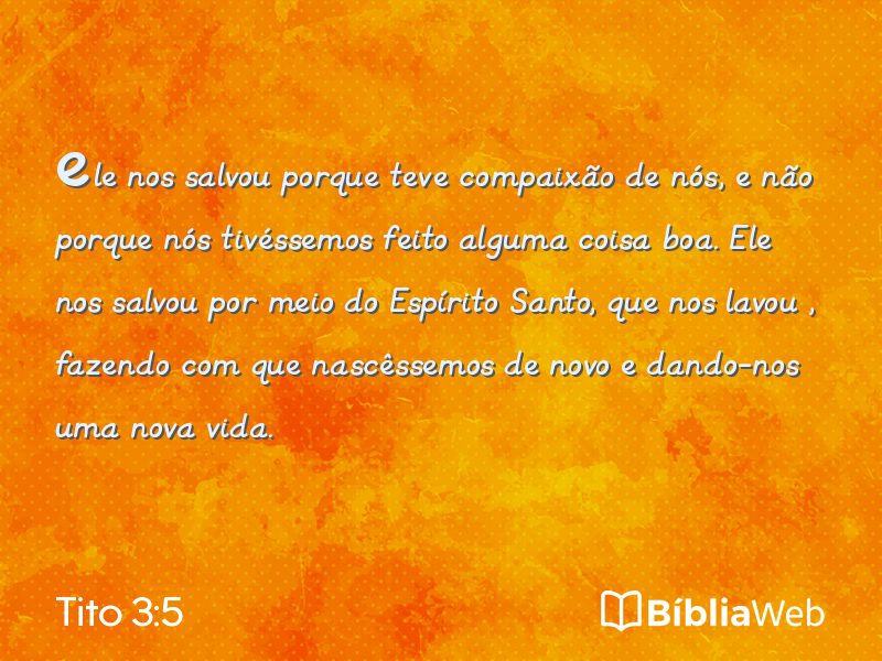 Tito 3:5 em imagem para compartilhar