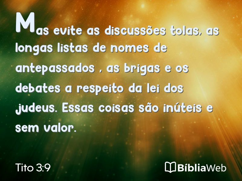 Tito 3:9 em imagem para compartilhar