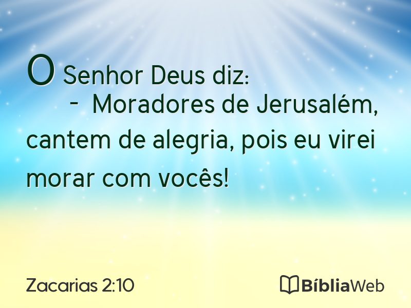 Zacarias 2:10 em imagem para compartilhar