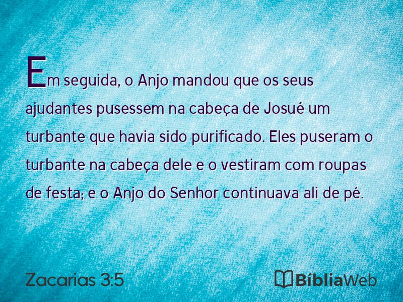Zacarias 3:5 em imagem para compartilhar