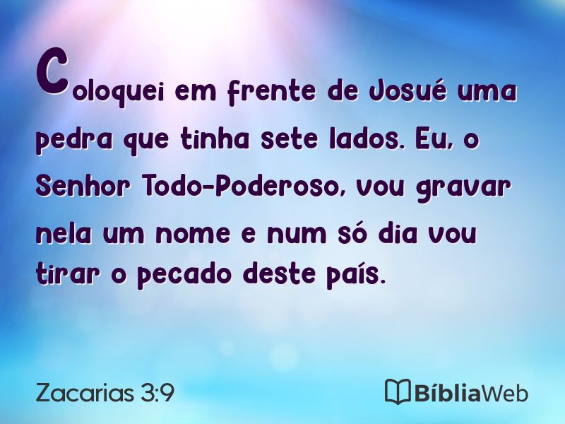 Zacarias 3:9 em imagem para compartilhar