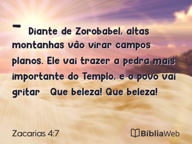 Zacarias 4:7 em imagem para compartilhar