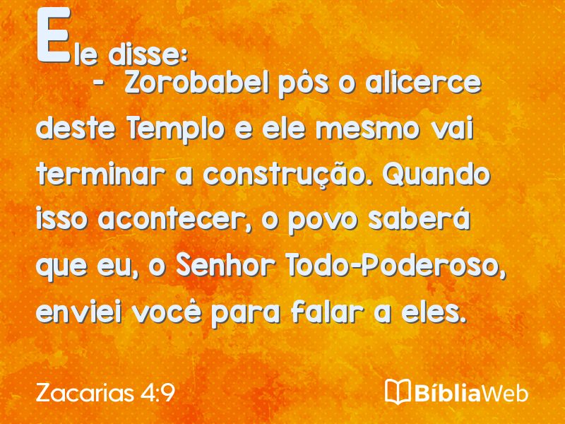 Zacarias 4:9 em imagem para compartilhar