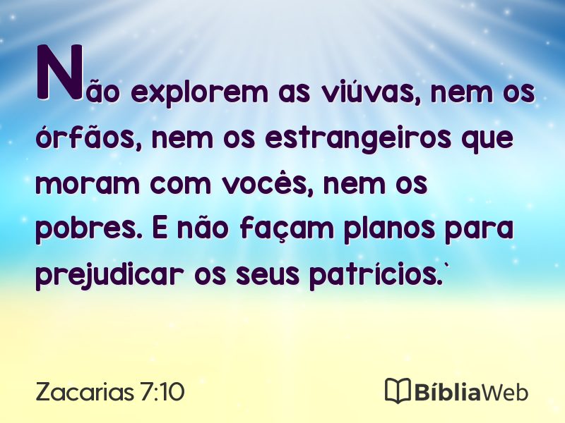 Zacarias 7:10 em imagem para compartilhar