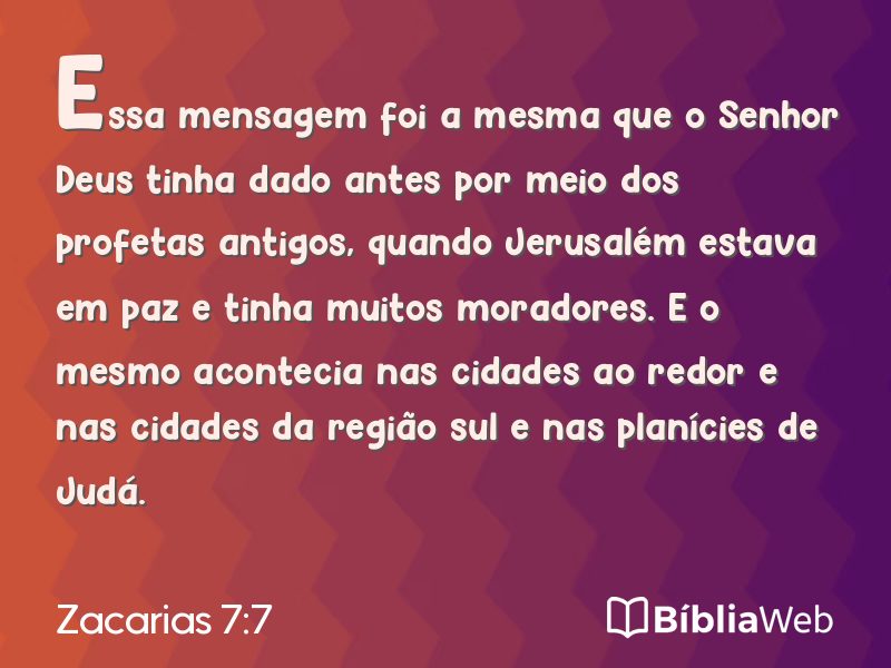 Zacarias 7:7 em imagem para compartilhar