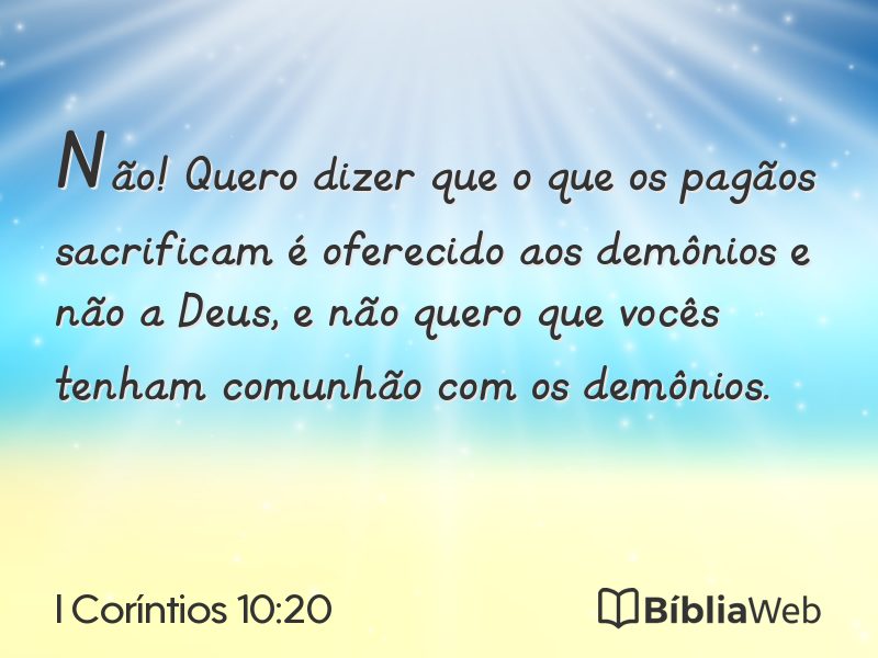 I Coríntios 10:20 em imagem para compartilhar