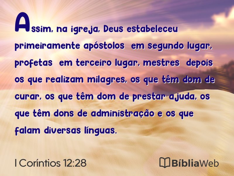 I Coríntios 12:28 em imagem para compartilhar