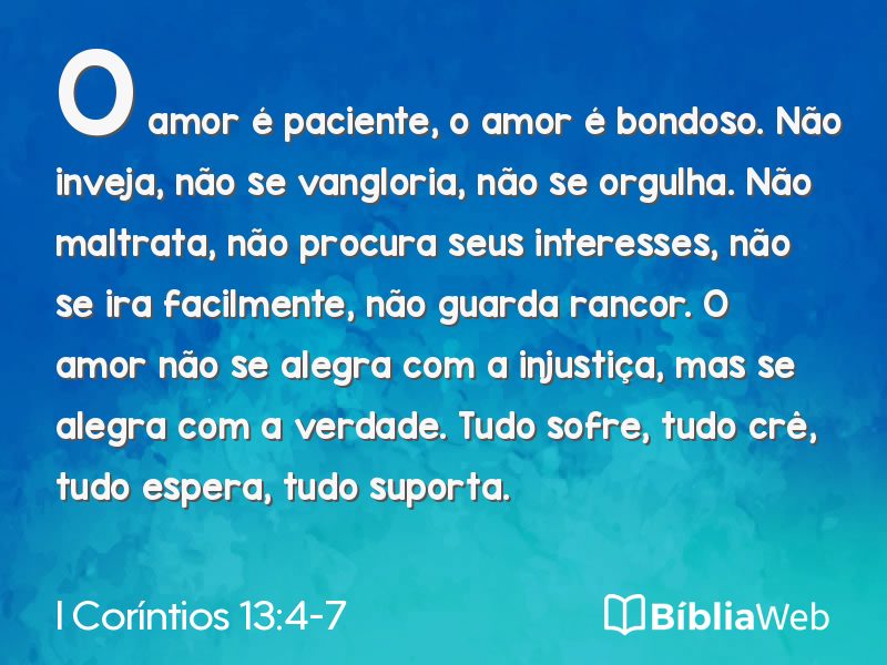 I Coríntios 13:4-7 em imagem para compartilhar