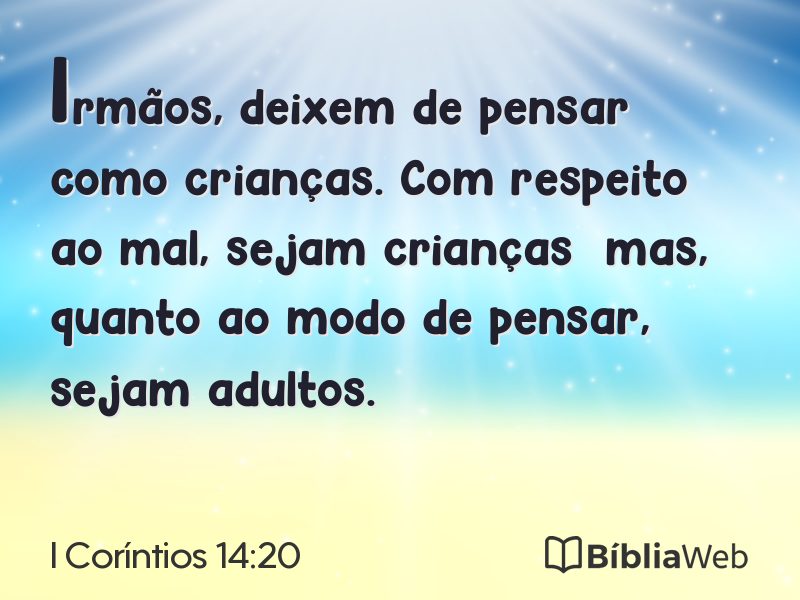 I Coríntios 14:20 em imagem para compartilhar