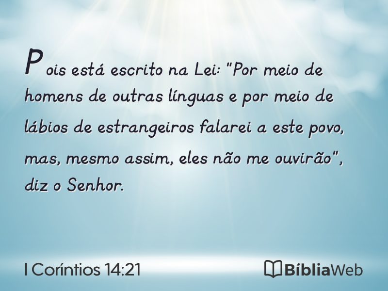 I Coríntios 14:21 em imagem para compartilhar